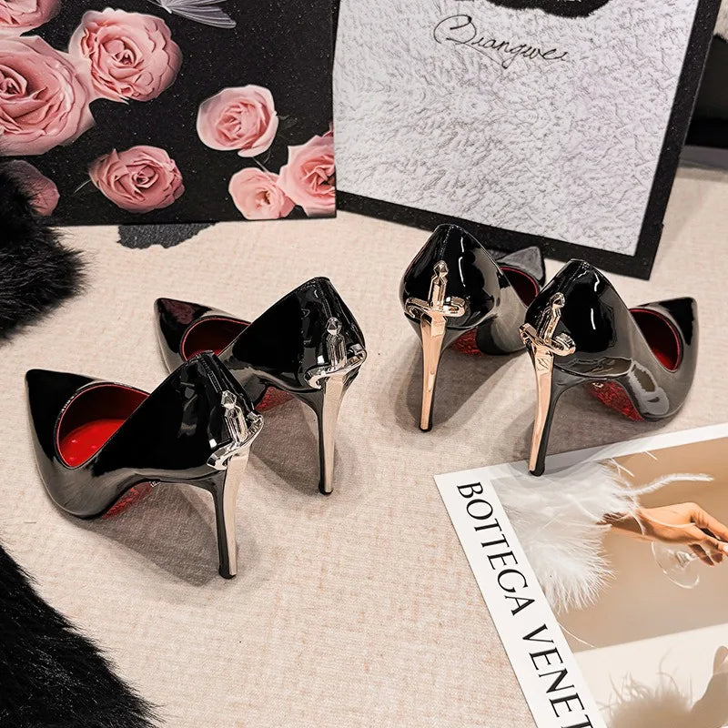 2026 New Womens Shoes Luxury Metal Pointed Tip High Heels Shoes for Woman French Casual Shoes Women Designer Shoe Zapatos Mujer