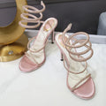 Eilyken Fashion Style Crystal Diamond Ankle Strap Women Sandals Sexy Open Toe Thin High Heels Nightclub Banquet Party Shoes